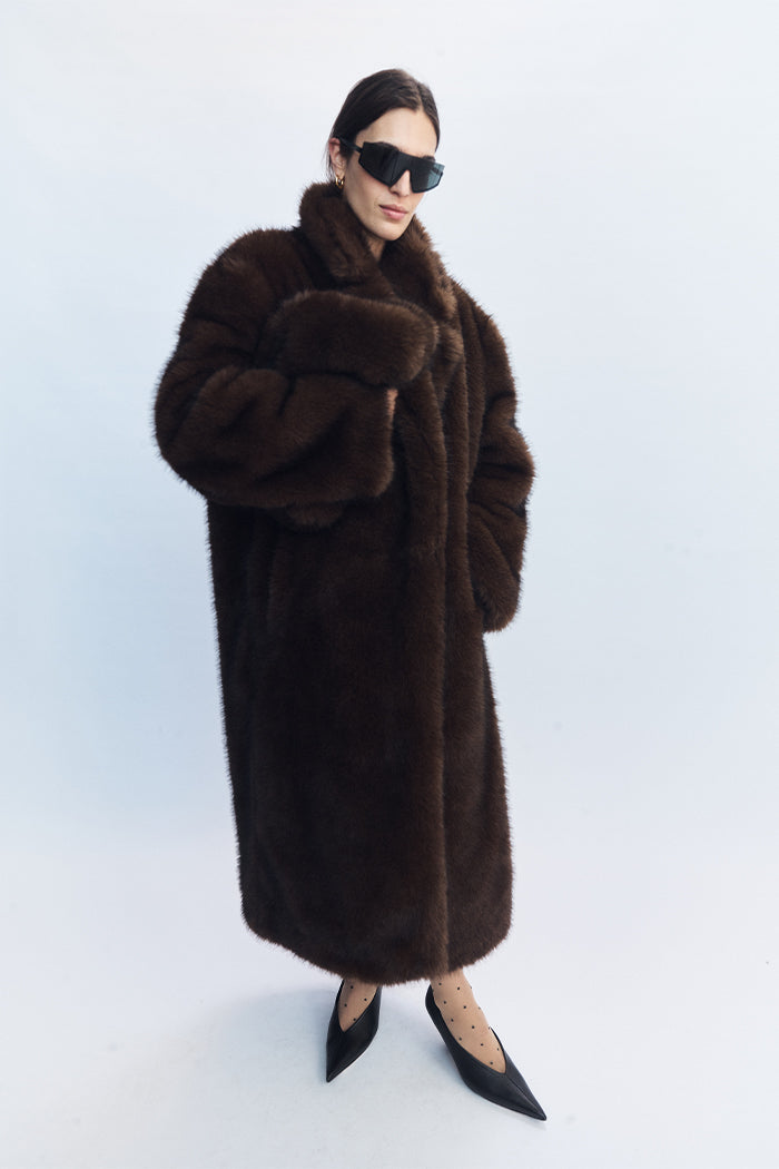 Catarina Fur Coat Brown – Blanca Studio - Main Image