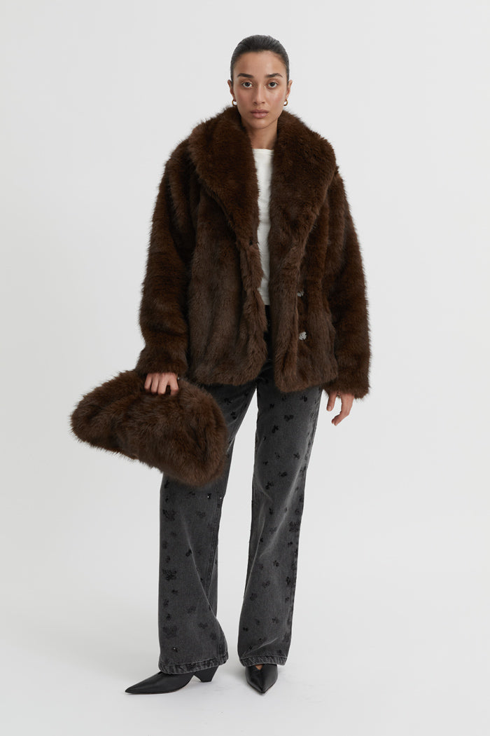 Sonja Fur Bag Brown