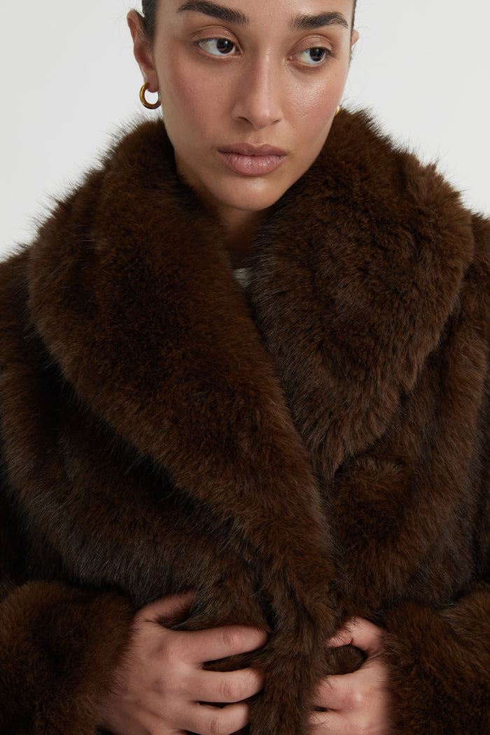 Eddy Fur Coat Brown
