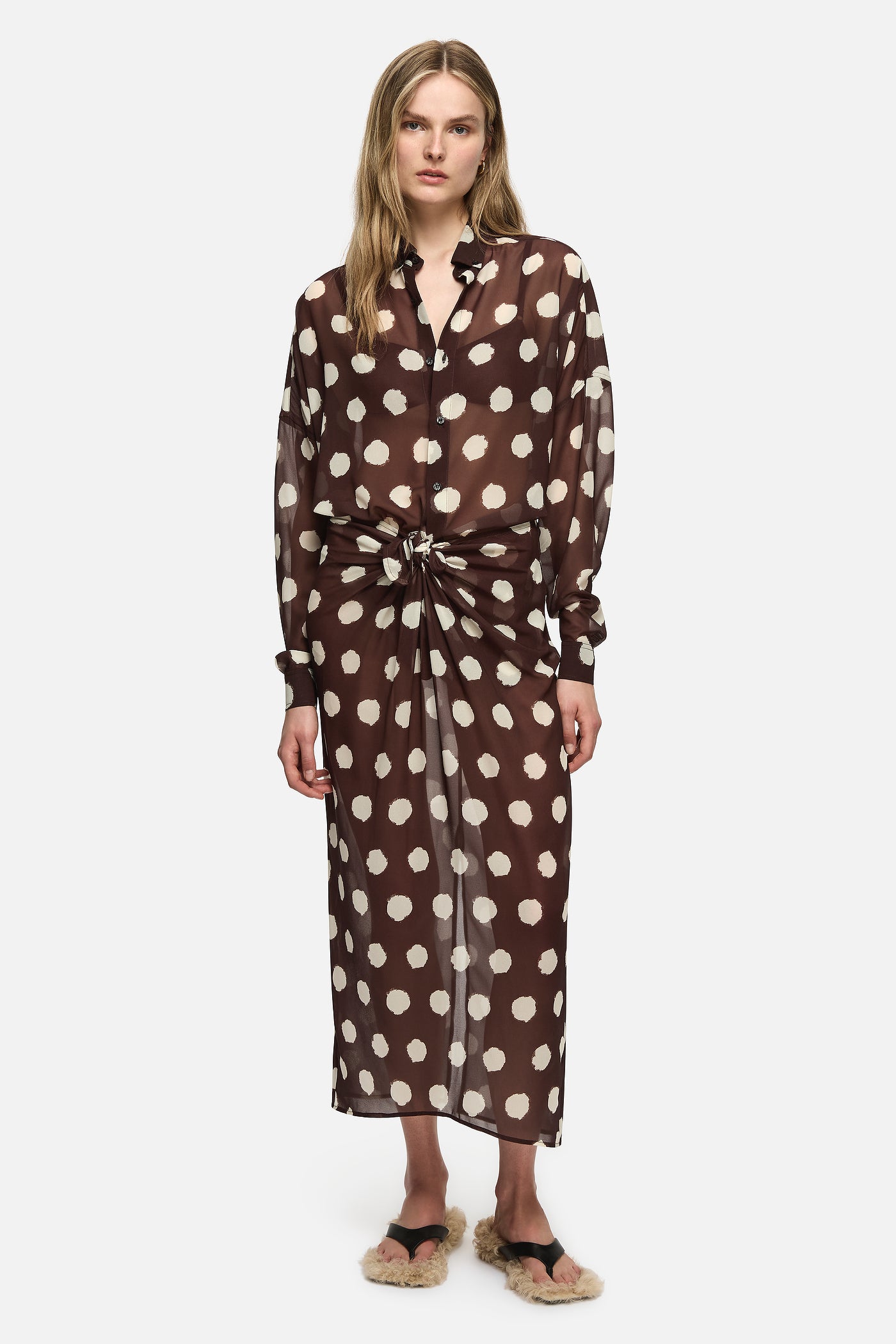 blanca shirt dress BLANCA maxi shirt dress in light cream