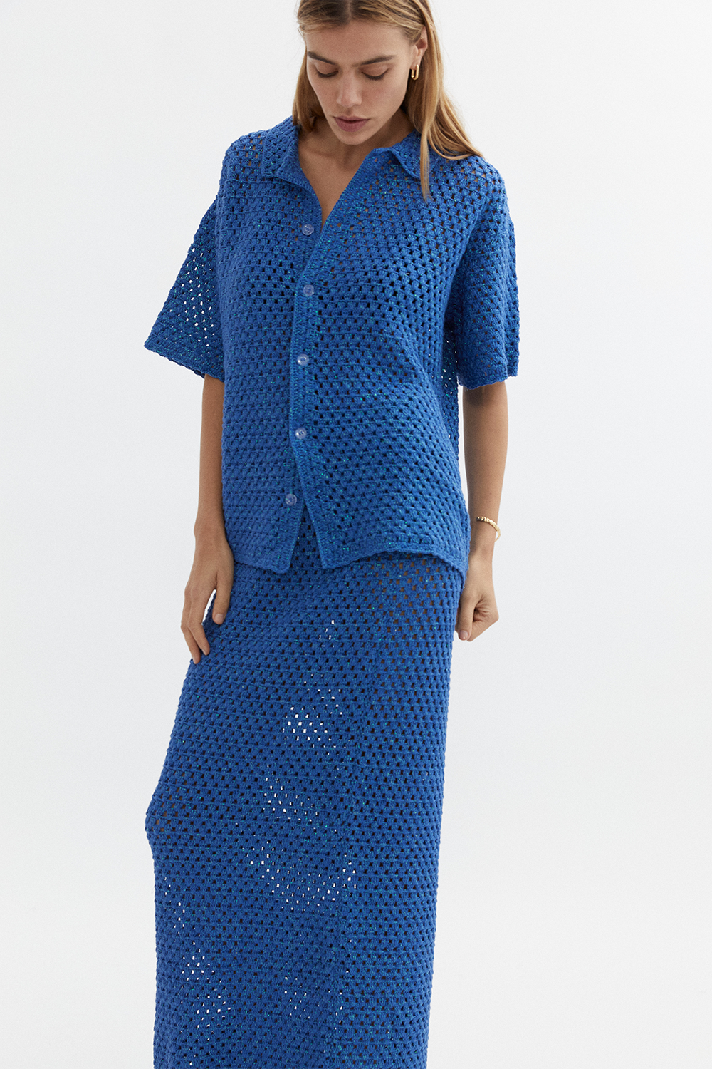 Connie Knit Shirt in Blue - BLANCA