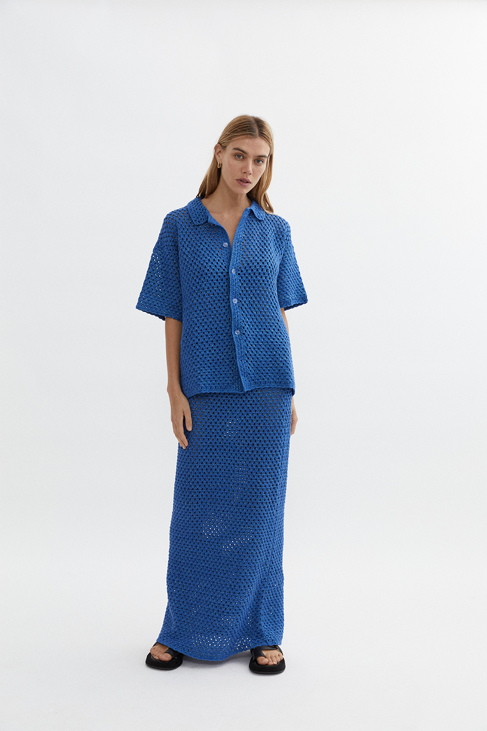 Connie Knit Shirt in Blue - BLANCA