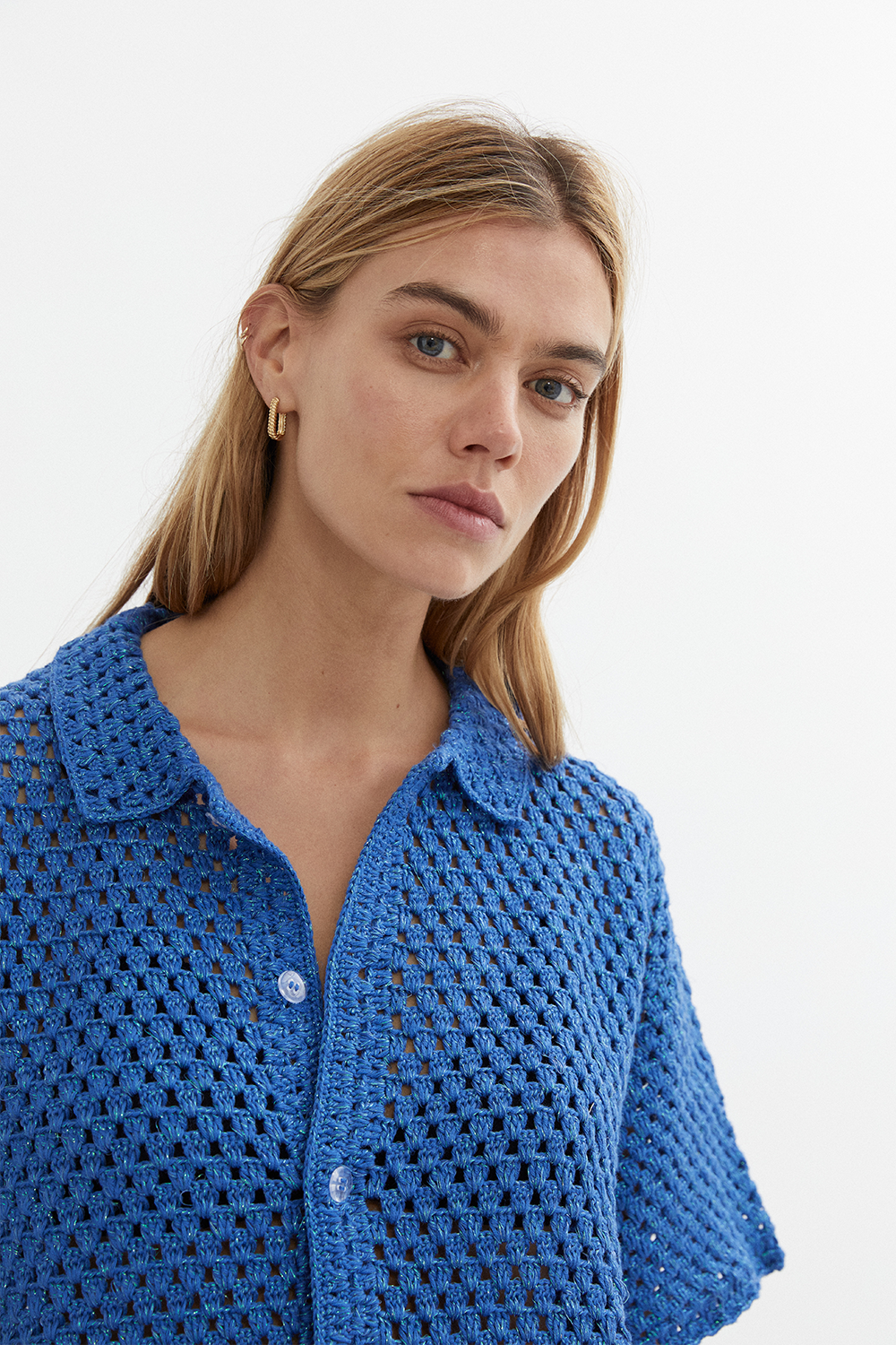 Connie Knit Shirt in Blue - BLANCA