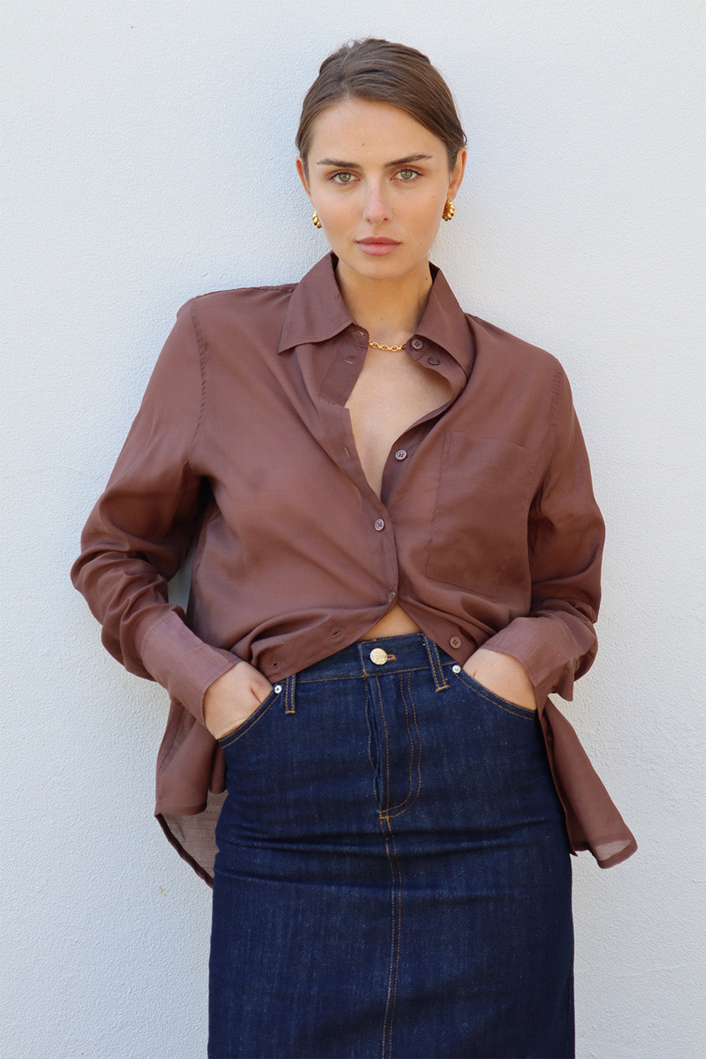 Leonie Shirt in Brown by BLANCA