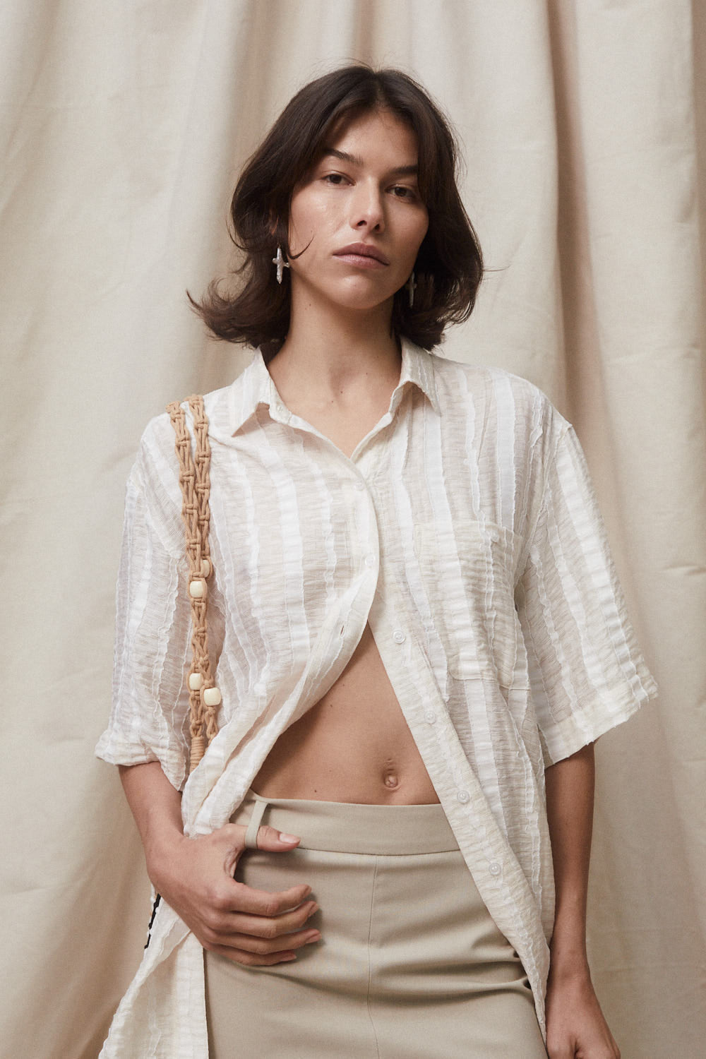 Micola Short Sleeve Shirt in White by BLANCA