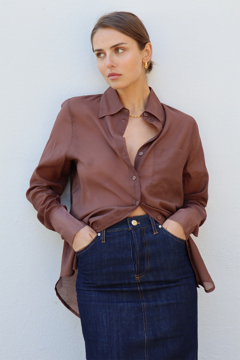 Leonie Shirt in Brown by BLANCA