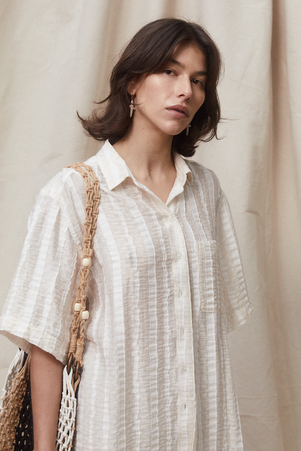Micola Short Sleeve Shirt in White by BLANCA