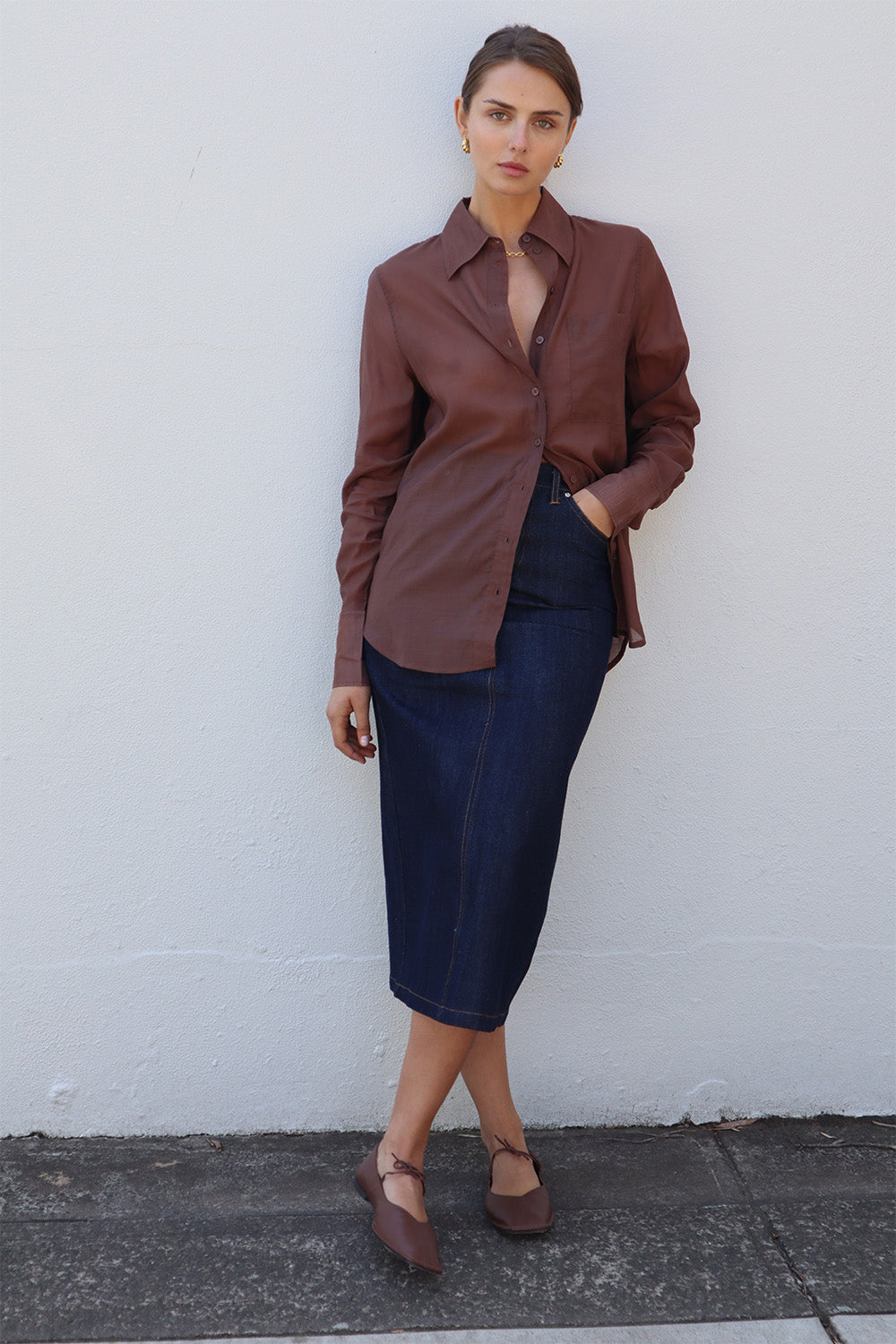 Leonie Shirt in Brown by BLANCA