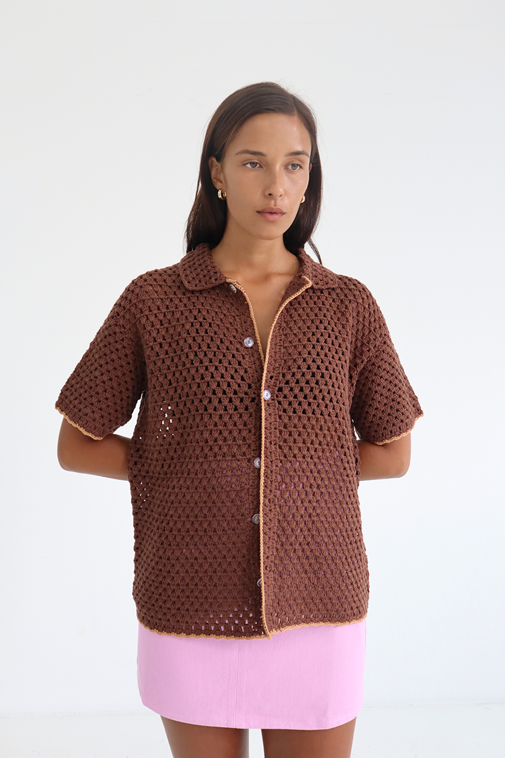Connie Knit Shirt Brown - BLANCA