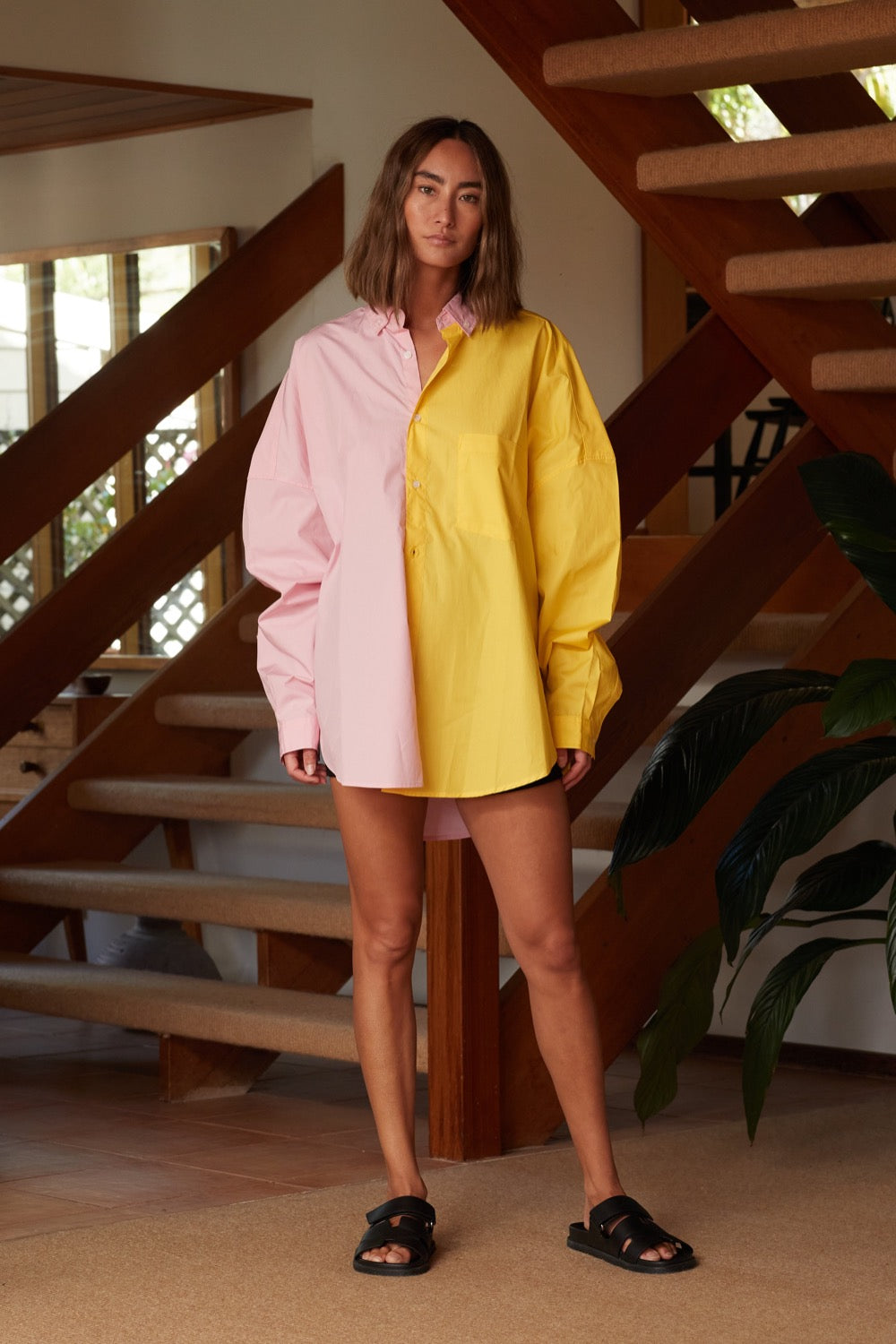 Henrietta Shirt in Yellow/Pink - BLANCA