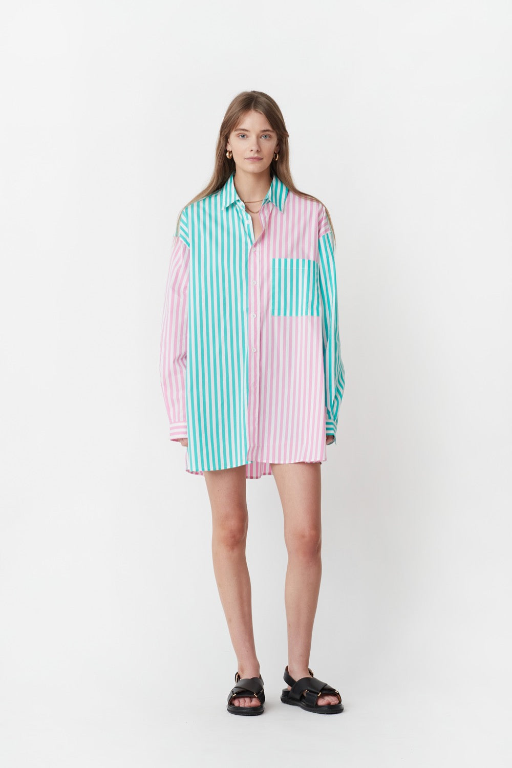 Benny Shirt in Pink/Turquoise - BLANCA