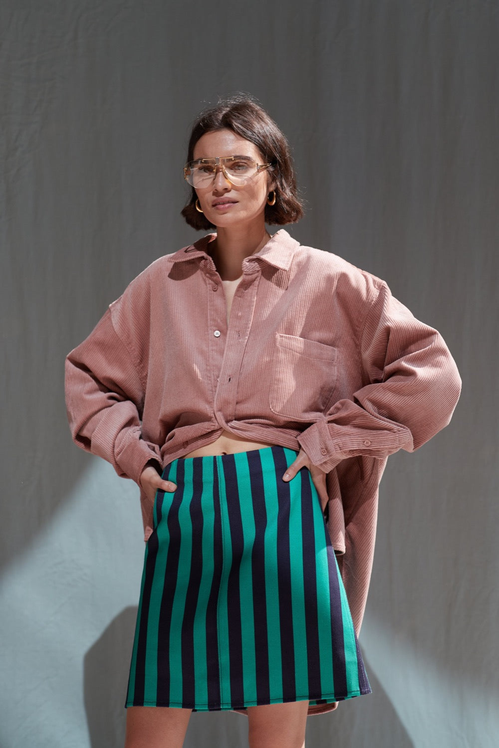 Lena Skirt in Navy/Green - BLANCA