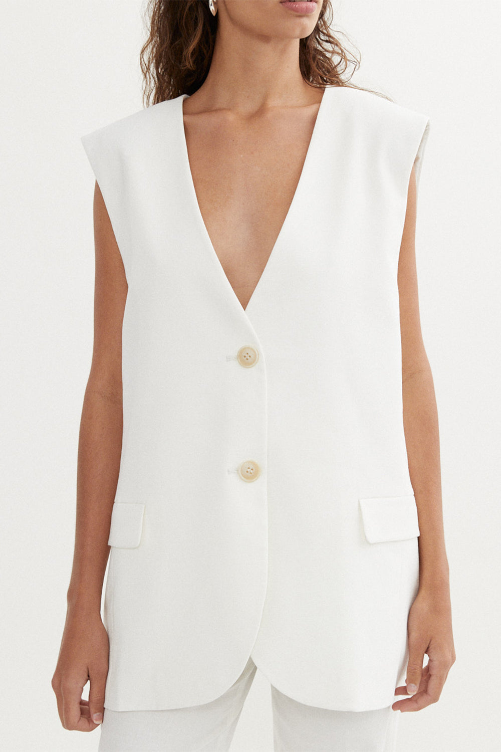 Halston Vest in White by BLANCA
