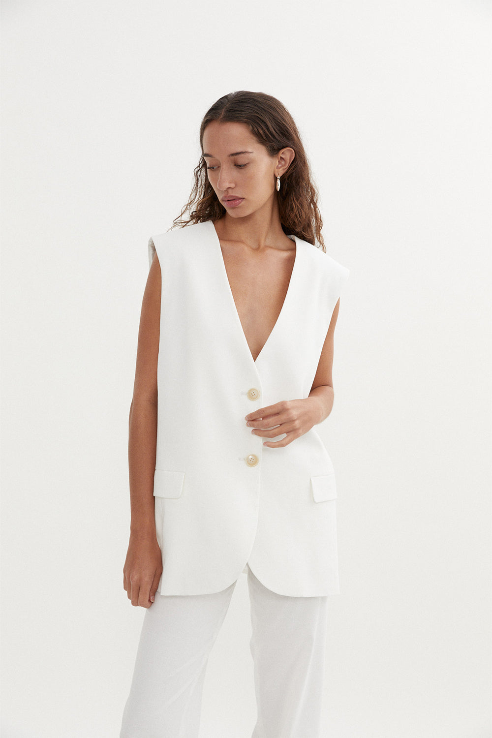 Halston Vest in White by BLANCA