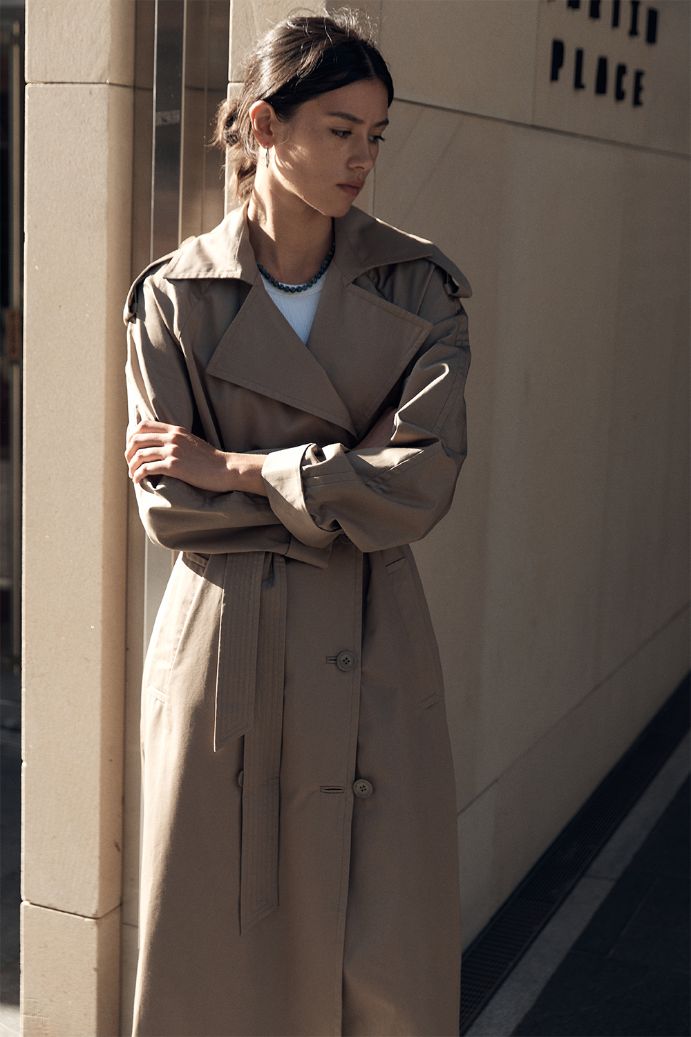 Lincoln Trench Coat in Beige