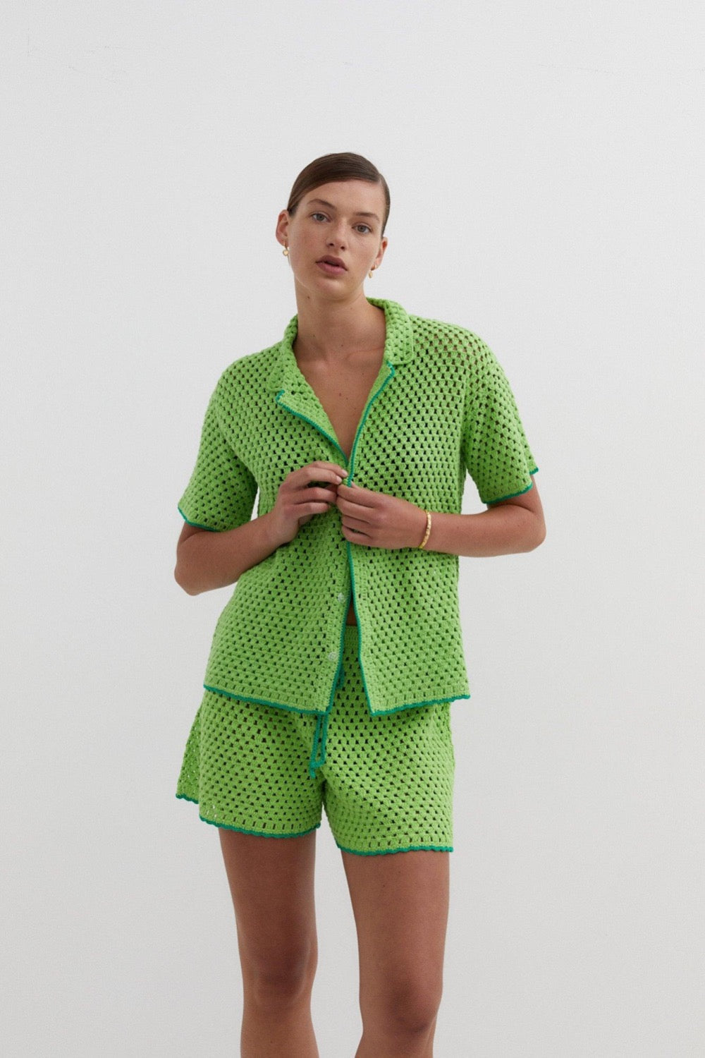 Connie Knit Shorts in Green - Reliquia Jewellery