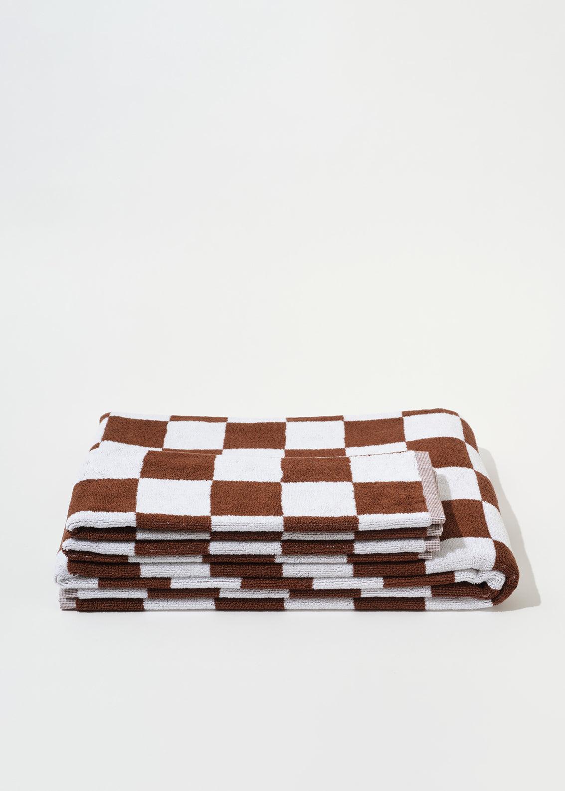 Towel Set Big Check Brown - Reliquia Jewellery