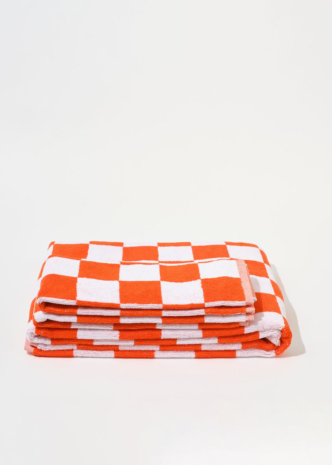 Towel Set Big Check Orange - Reliquia Jewellery