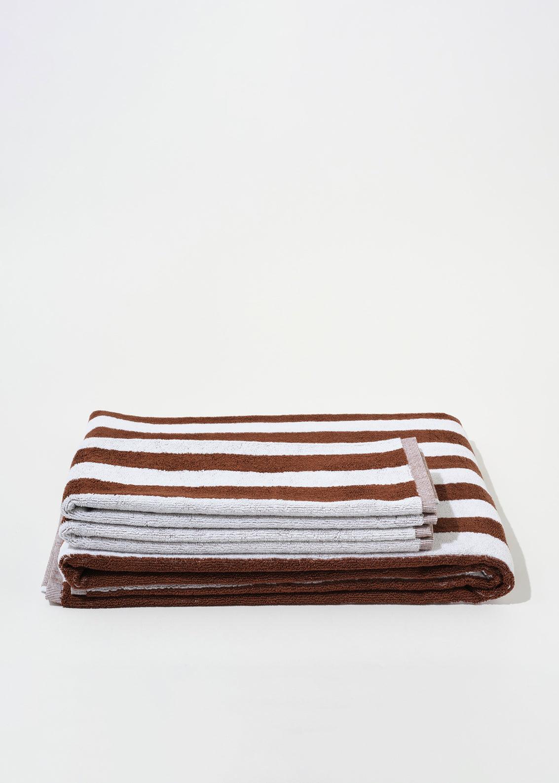 Towel Set Narrow Stripe Brown - Reliquia Jewellery
