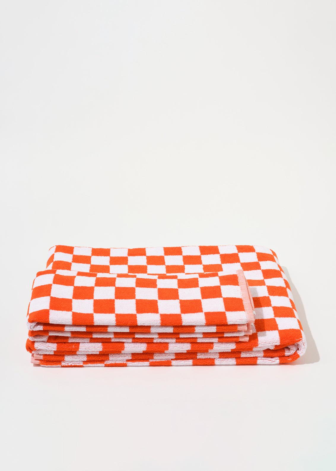 Towel Set Small Check Orange - Reliquia Jewellery