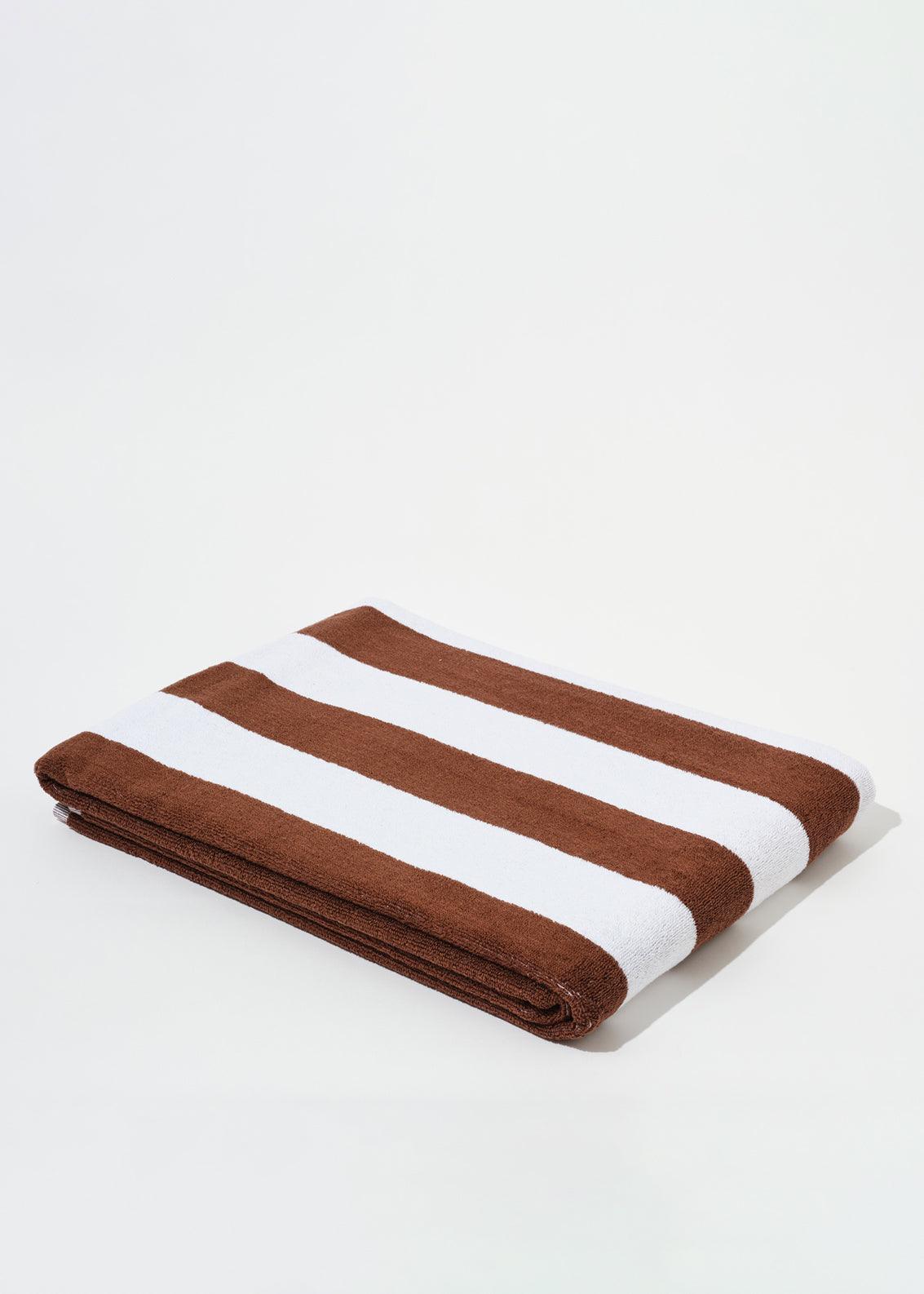 Towel Set Wide Stripe Brown - Reliquia Jewellery
